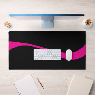 Simple Waves 2 in Magenta and Black Desk Mat