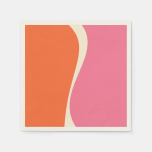 Simple Waves 2 in Pink, Orange, and Cream Napkin