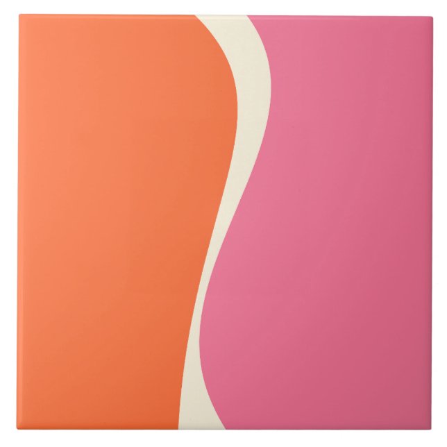 Simple Waves 2 in Pink, Orange, and Cream Tile (Front)