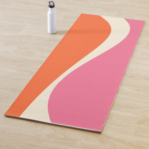 Simple Waves 2 in Pink, Orange, and Cream Yoga Mat