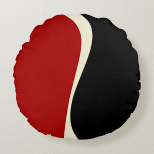 Simple Waves 2 in Red and Cream Round Pillow