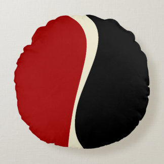 Simple Waves 2 in Red and Cream Round Pillow