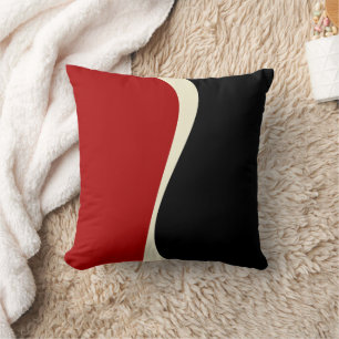 Simple Waves 2 in Red and Cream Throw Pillow