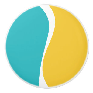 Simple Waves 2 in Turquoise, Yellow, and White Ceramic Knob