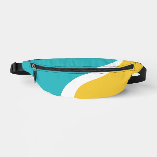 Simple Waves 3 - Turquoise and Yellow Fanny Pack (Front)