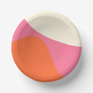 Simple Waves 4 in Pink, Orange, and Cream Paper Plate