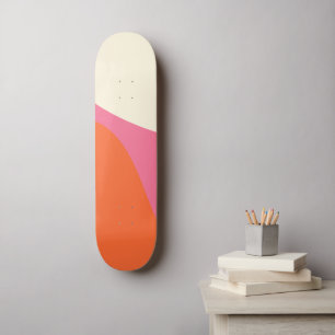 Simple Waves 4 in Pink, Orange, and Cream Skateboard