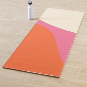 Simple Waves 4 in Pink, Orange, and Cream Yoga Mat