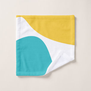 Simple Waves 4 - Turquoise and Yellow Bath Towel Set