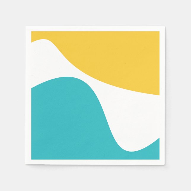 Simple Waves 4 - Turquoise and Yellow Napkin (Front)