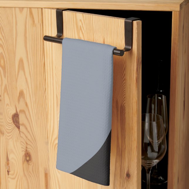 Simple Waves - Black, Grey and Cream Kitchen Towel (Thirds Fold)