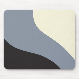 Simple Waves - Black, Grey and Cream Mouse Pad