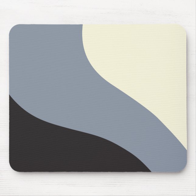 Simple Waves - Black, Grey and Cream Mouse Pad (Front)