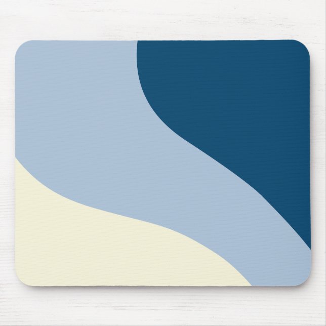 Simple Waves - Dark Blue, Light Blue and Cream Mouse Pad (Front)