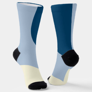 Simple Waves - Dark Blue, Light Blue and Cream Socks