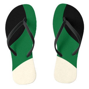 Simple Waves - Green, Cream and Black  Flip Flops