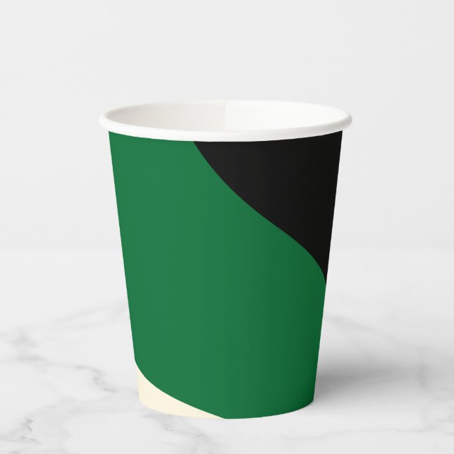 Simple Waves - Green, Cream and Black Paper Cups (Left)
