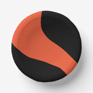 Simple Waves in Black and Orange Paper Plate