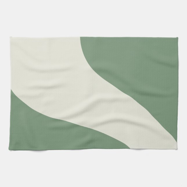 Simple Waves in Green Kitchen Towel (Horizontal)