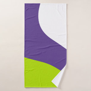Simple Waves in Lime Green and Purple Bath Towel