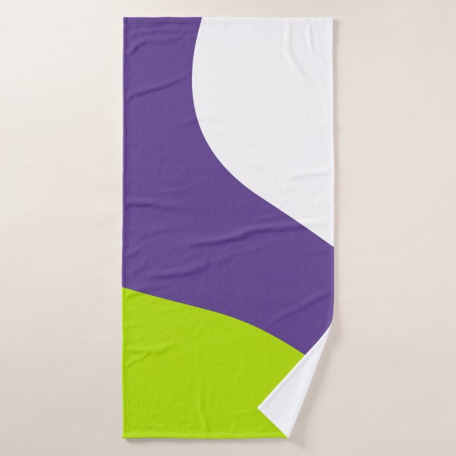 Simple Waves in Lime Green and Purple Bath Towel (Bath Towel)