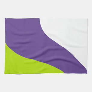 Simple Waves in Lime Green and Purple Kitchen Towel