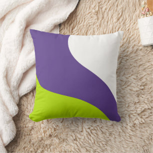 Simple Waves in Lime Green and Purple Throw Pillow