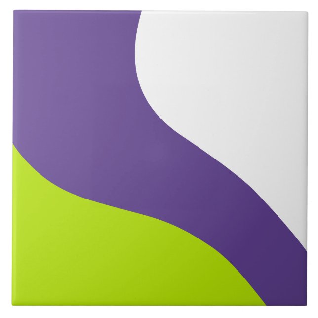 Simple Waves in Lime Green and Purple Tile (Front)