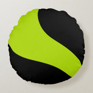 Simple Waves in Lime Green Round Pillow