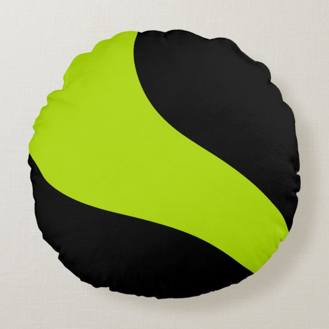 Simple Waves in Lime Green Round Pillow (Front)