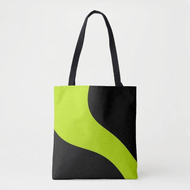 Simple Waves in Lime Green Tote Bag (Front)