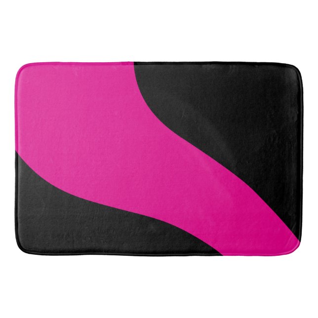 Simple Waves in Magenta and Black Bath Mat (Front)
