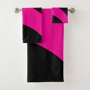 Simple Waves in Magenta and Black Bath Towel Set