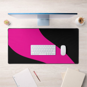 Simple Waves in Magenta and Black Desk Mat