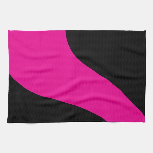 Simple Waves in Magenta and Black Kitchen Towel (Horizontal)