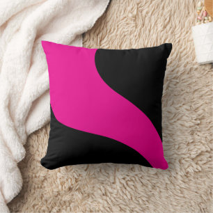 Simple Waves in Magenta and Black Throw Pillow