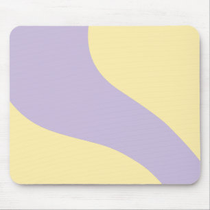 Simple Waves in Pastel Yellow and Purple Mouse Pad