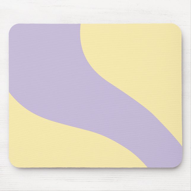 Simple Waves in Pastel Yellow and Purple Mouse Pad (Front)