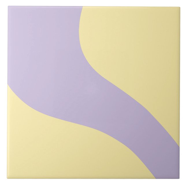 Simple Waves in Pastel Yellow and Purple Tile (Front)