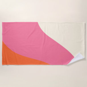 Simple Waves - Pink, Orange and Cream  Beach Towel