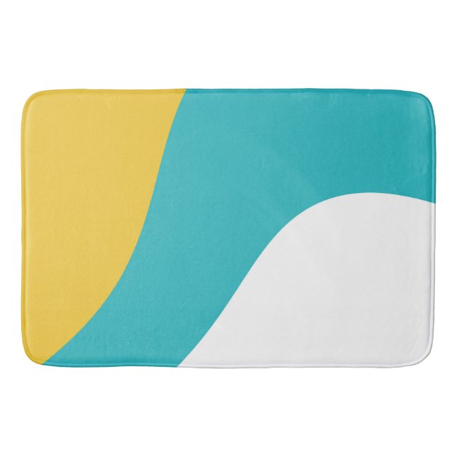 Simple Waves - Turquoise and Yellow Bath Mat (Front)