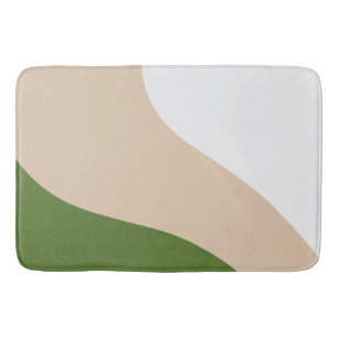 Simple Waves - White, Sand & Palm Green Bath Mat
