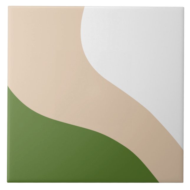 Simple Waves - White, Sand & Palm Green Tile (Front)