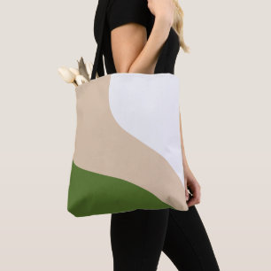 Simple Waves - White, Sand & Palm Green Tote Bag