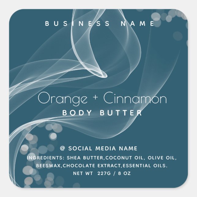 Simple wavy bokeh modern typography  product square sticker (Front)