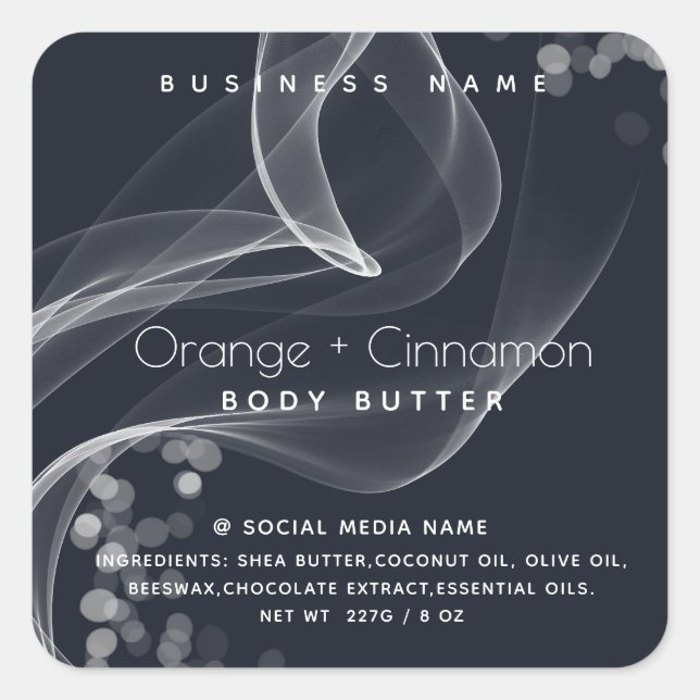 Simple wavy bokeh modern typography  product square sticker (Front)