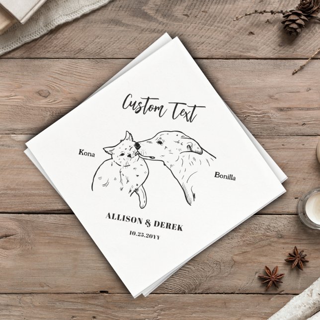 Simple We Do Too Dog Cat Wedding Pet Name Napkin (Creator Uploaded)