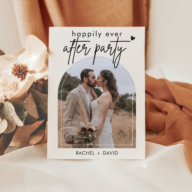 Simple We Eloped Arch Photo Wedding Reception Invitation (Creator Uploaded)