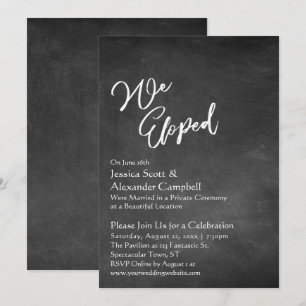 Simple We Eloped Typography on Chalkboard Invitation