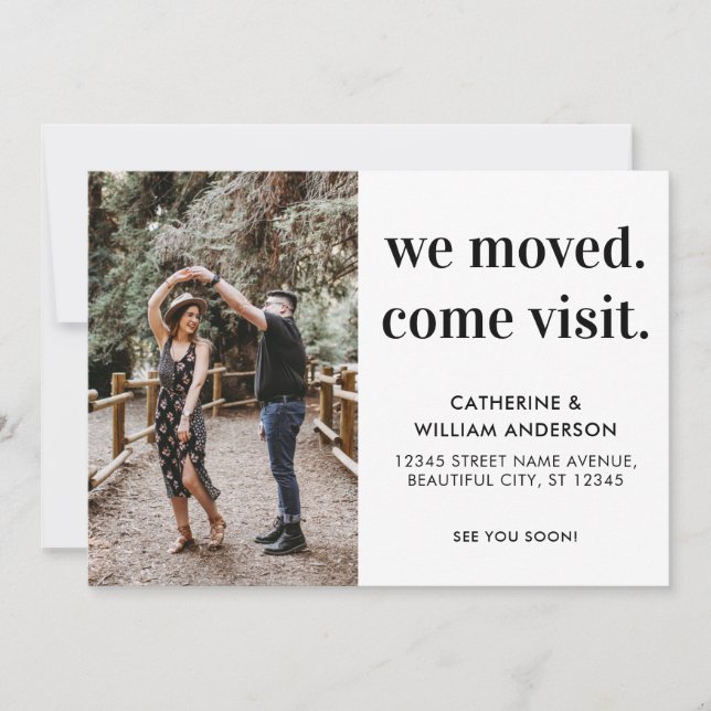 Simple We Moved Come Visit Photo Typography Moving Announcement (Front)